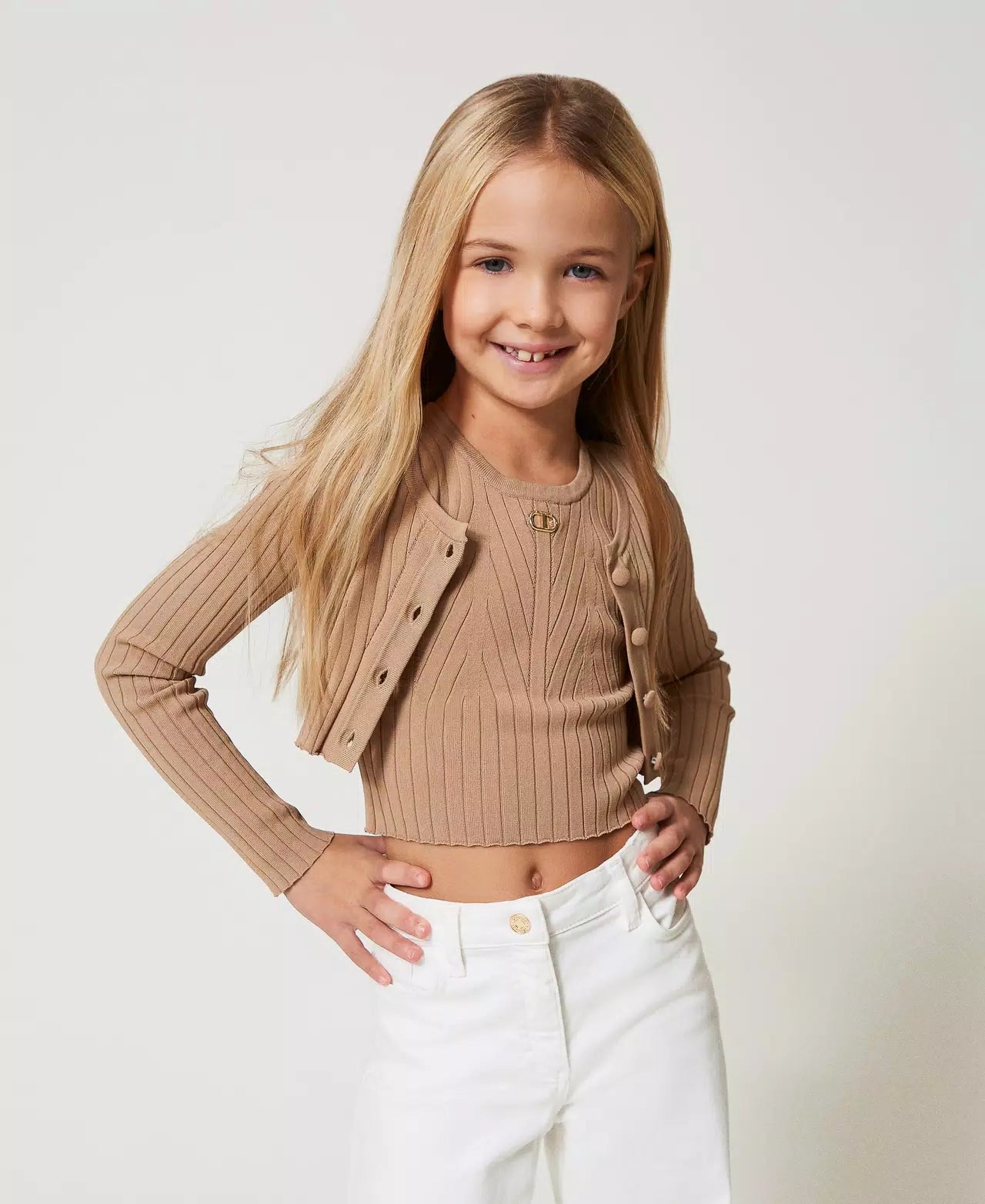 TWINSET CROPPED RIBBED CARDIGAN