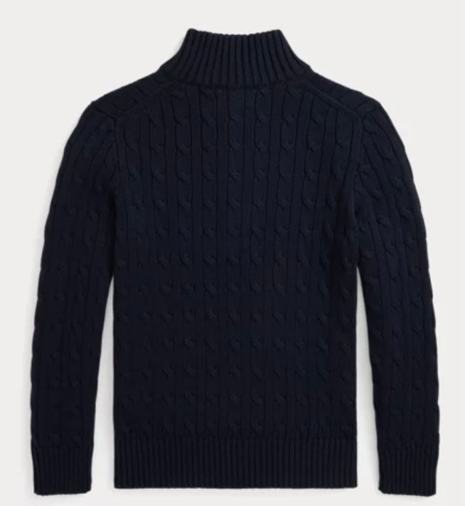 RALPH LAUREN KATOENEN KABELTRUI MET KWARTRITS