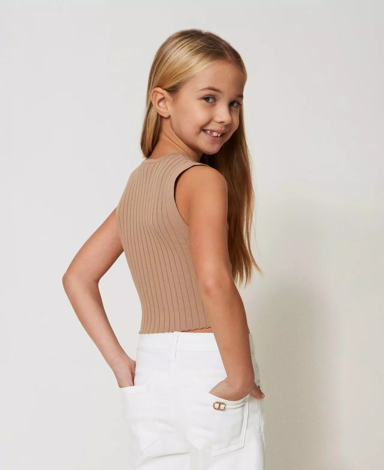 TWINSET RIB KNIT TOP OVAL T