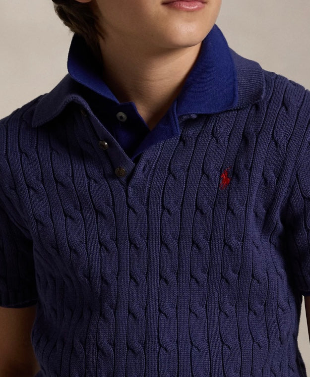 RALPH LAUREN KATOENEN KABELTRUI MET POLOKRAAG