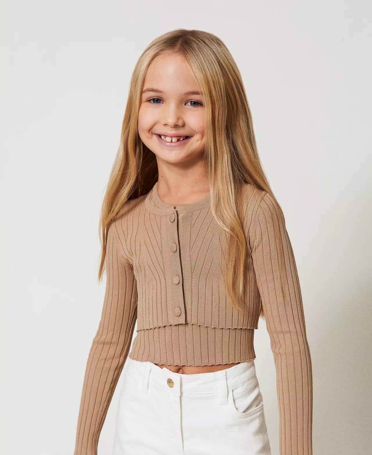 TWINSET CROPPED RIBBED CARDIGAN