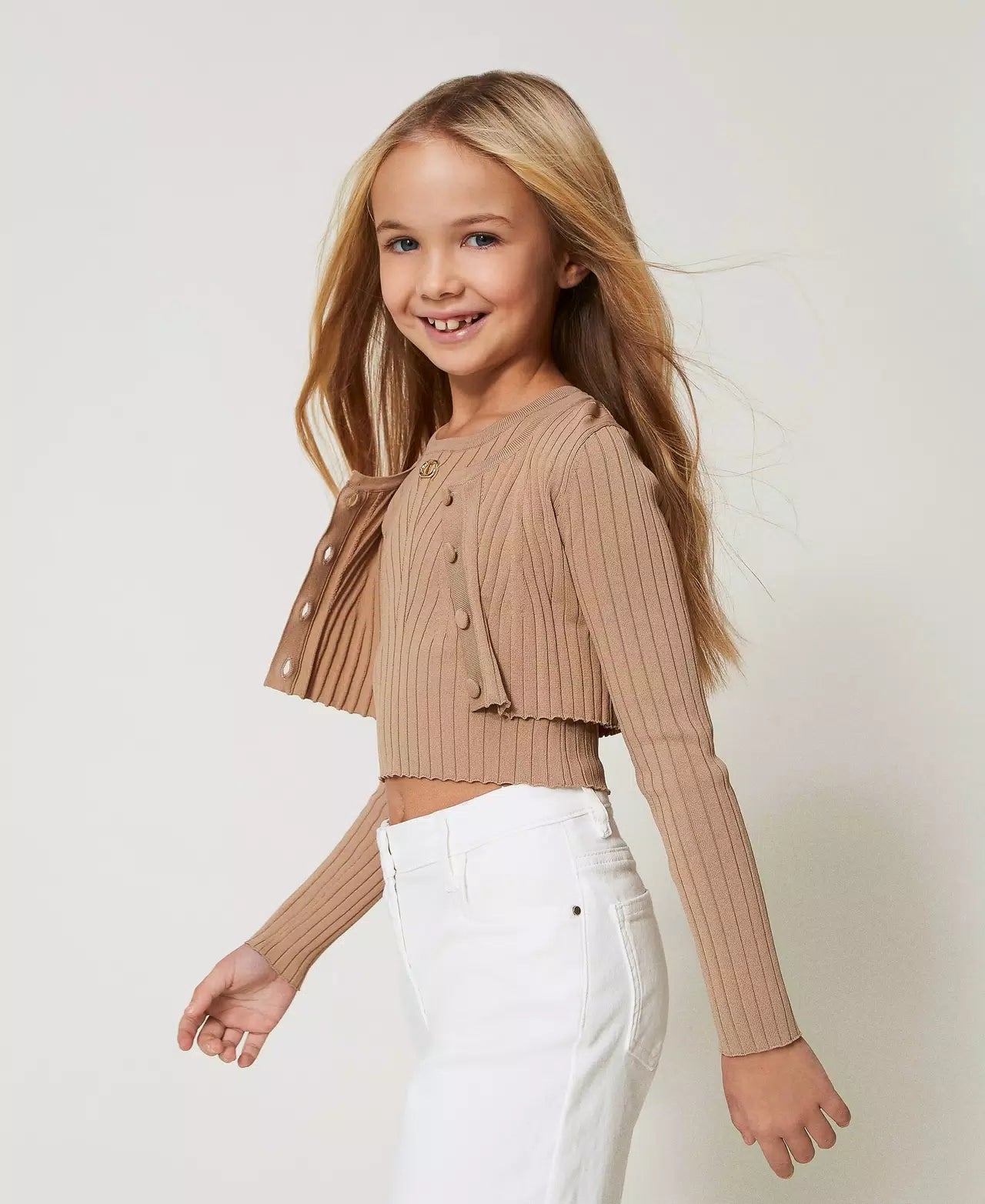 TWINSET CROPPED RIBBED CARDIGAN