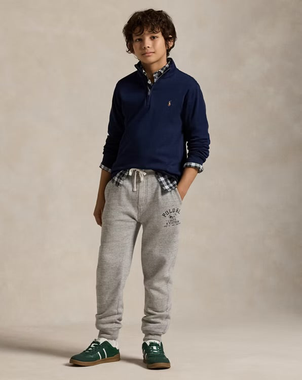 RALPH LAUREN KATOENEN INTERLOCK TRUI MET KWARTRITS