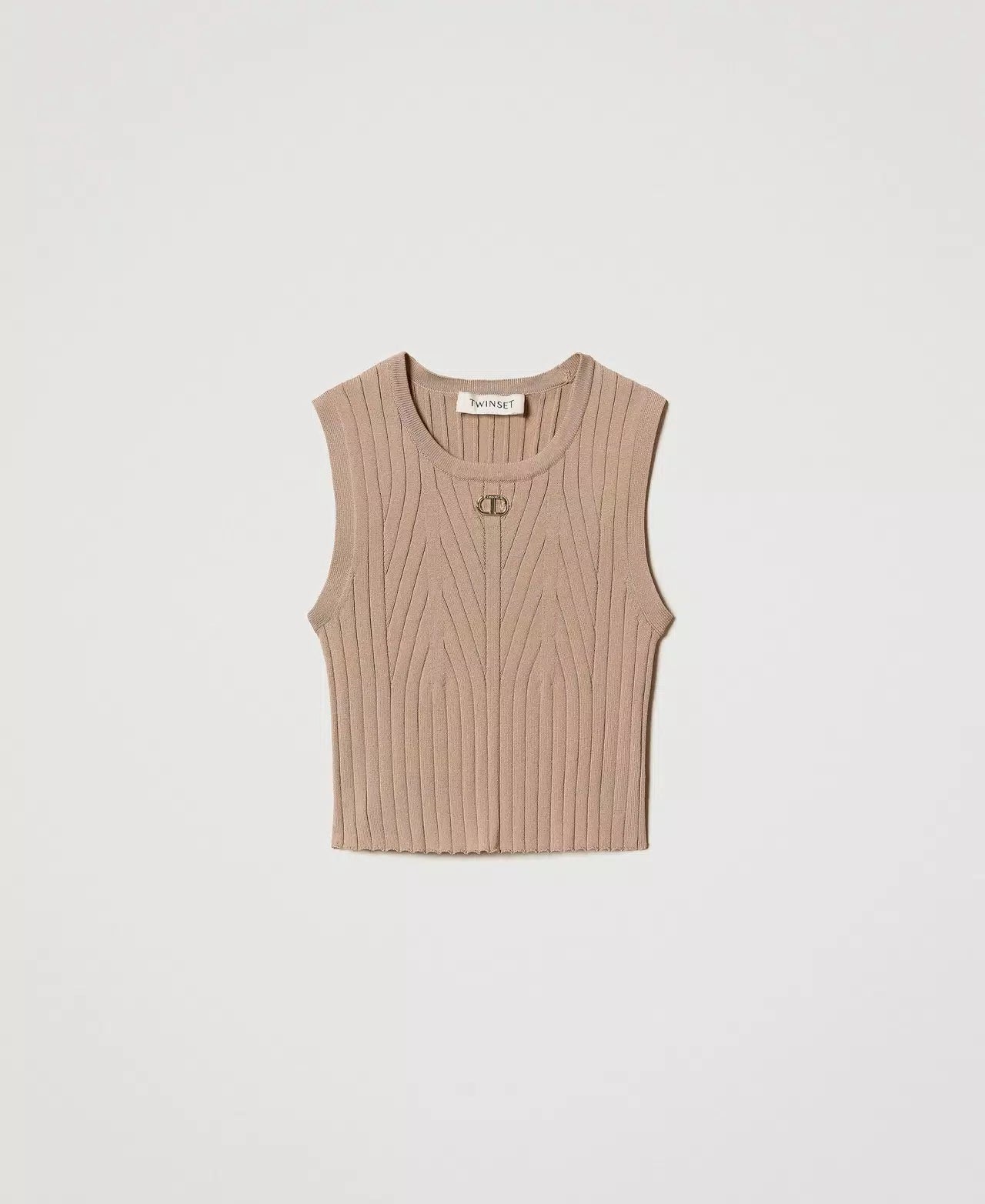 TWINSET RIB KNIT TOP OVAL T