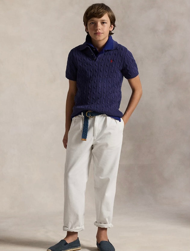RALPH LAUREN KATOENEN KABELTRUI MET POLOKRAAG
