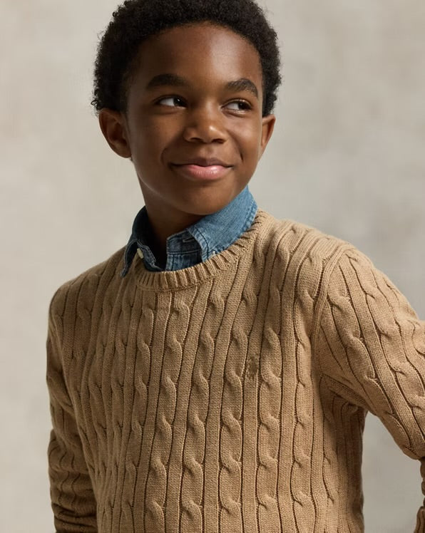 RALPH LAUREN KABELGEBREIDE KATOENEN TRUI