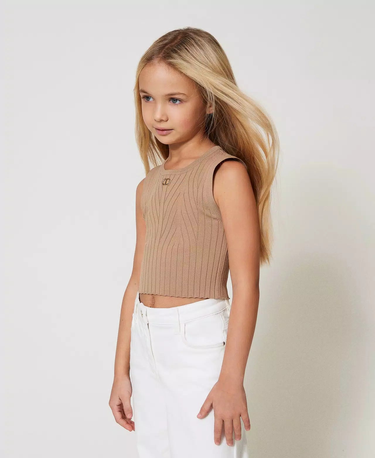 TWINSET RIB KNIT TOP OVAL T