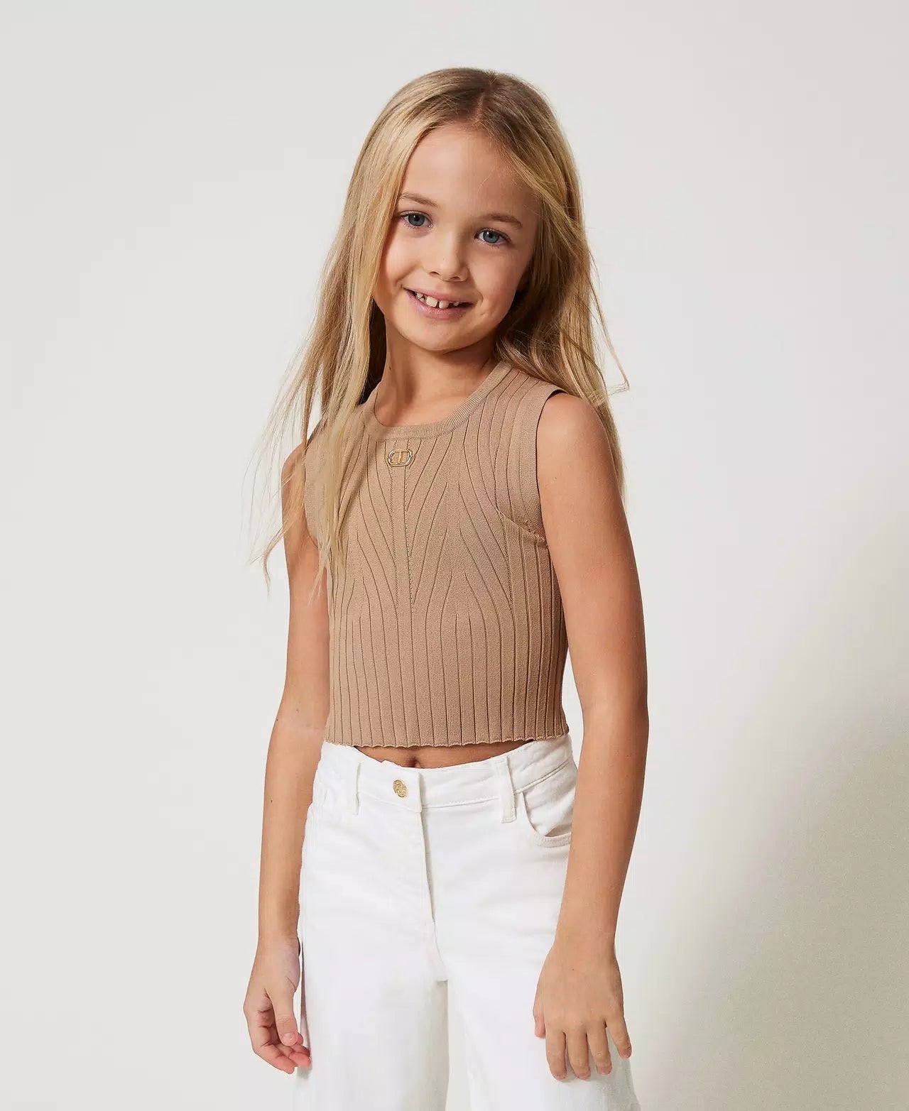 TWINSET RIB KNIT TOP OVAL T