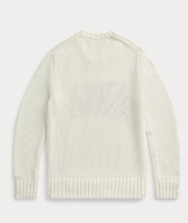 RALPH LAUREN KATOENEN TRUI MET RONDE HALS EN VLAG