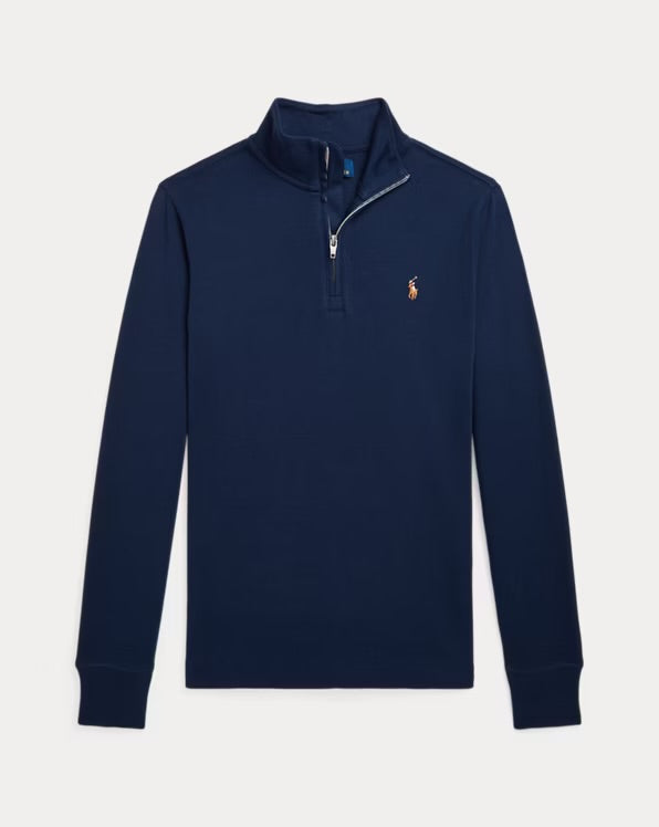 RALPH LAUREN KATOENEN INTERLOCK TRUI MET KWARTRITS