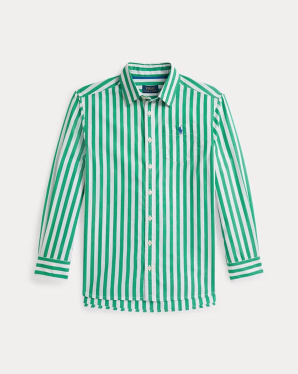 RALPH LAUREN STRIPED COTTON POPLIN BOXY SHIRT