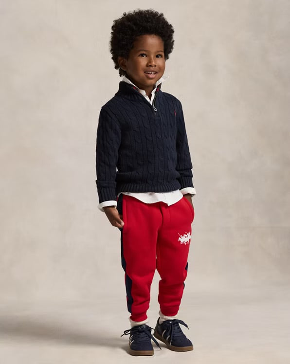 RALPH LAUREN KATOENEN KABELTRUI MET KWARTRITS