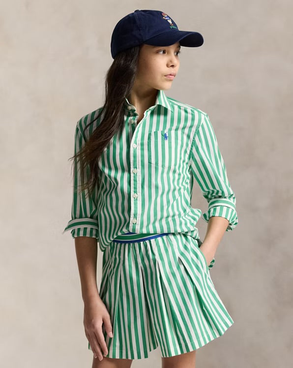 RALPH LAUREN STRIPED COTTON POPLIN BOXY SHIRT