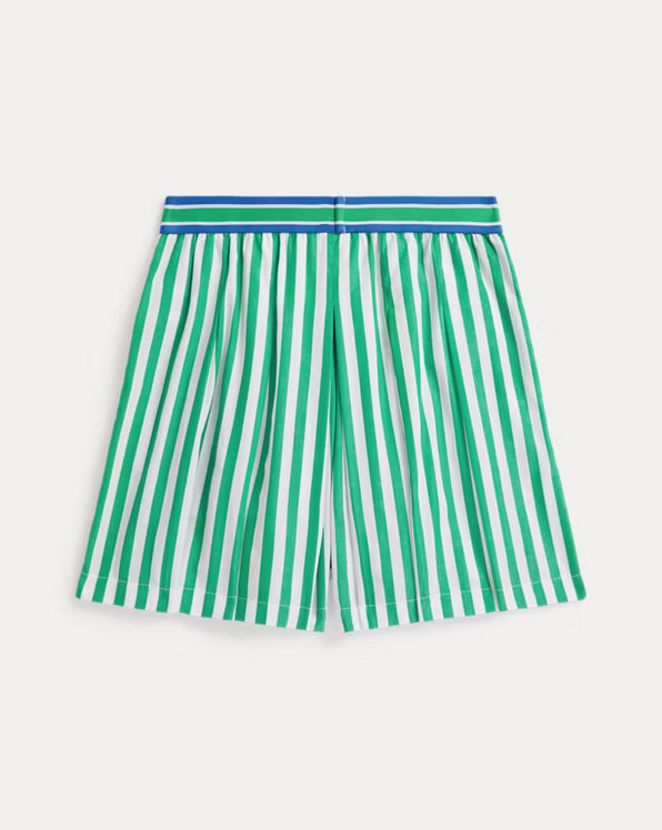 RALPH LAUREN STRIPED PLEATED POPLIN CULOTTE SHORT