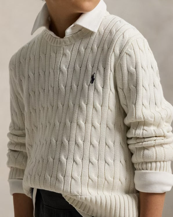 RALPH LAUREN KABELGEBREIDE KATOENEN TRUI