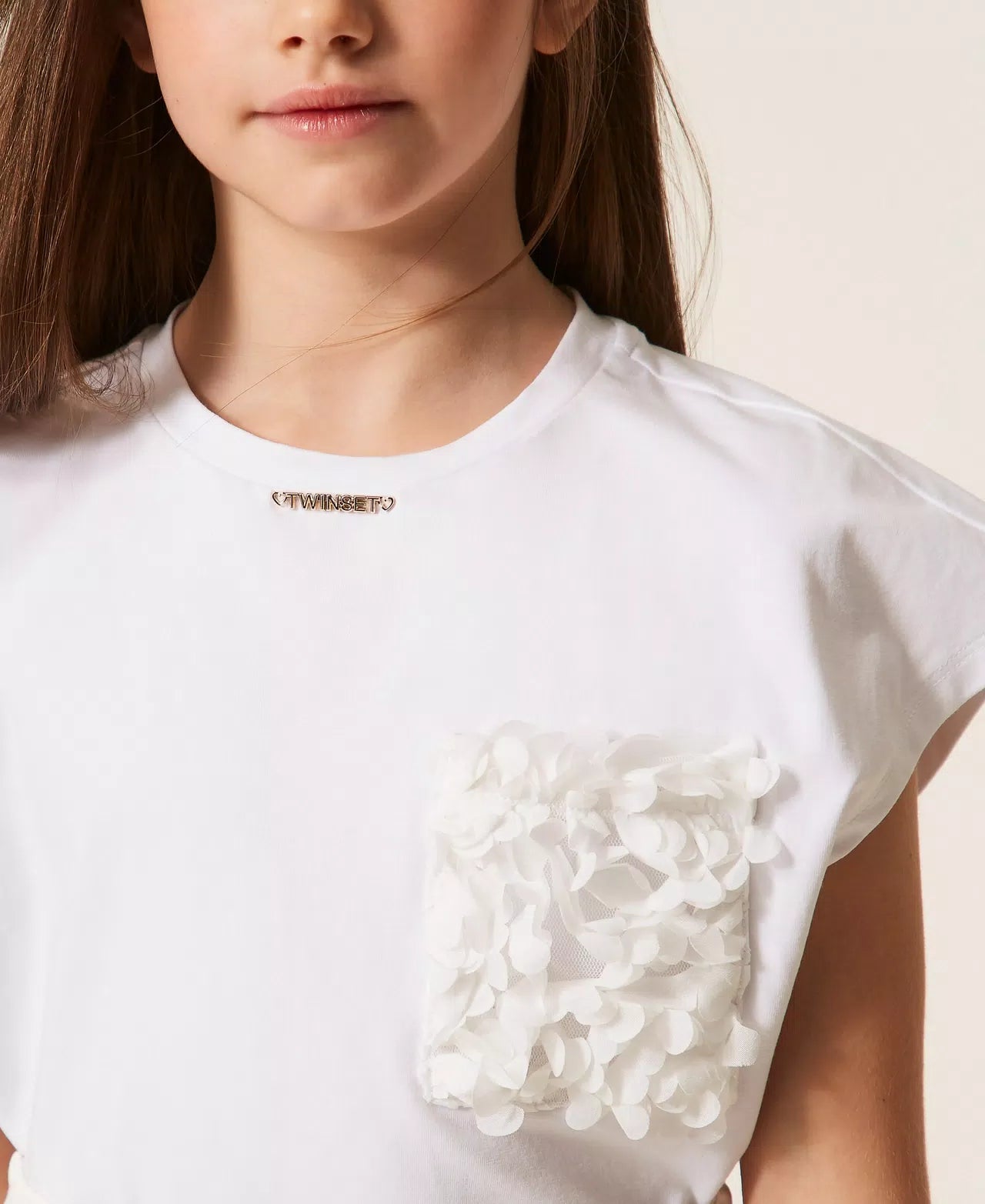 TWINSET BOXY T SHIRT MET ROZEN