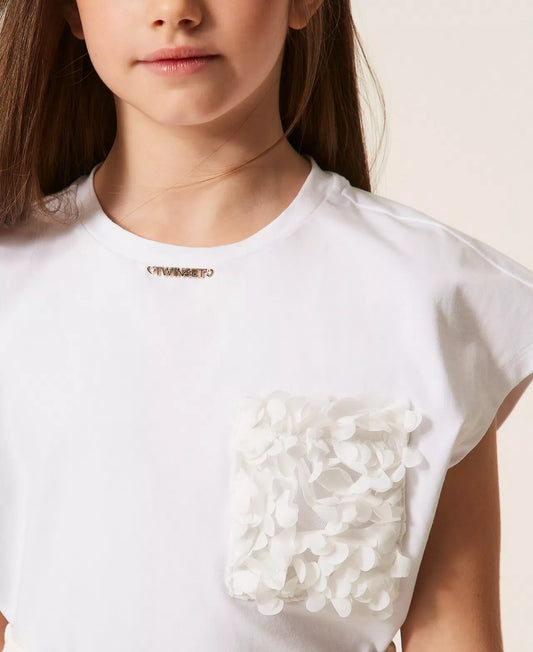TWINSET BOXY T SHIRT MET ROZEN