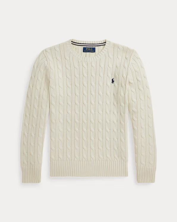 RALPH LAUREN KABELGEBREIDE KATOENEN TRUI