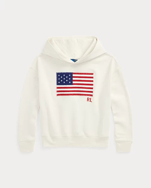 RALPH LAUREN FRENCH TERRY HOODIE MET VLAGAPPLICATIE