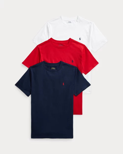 RALPH LAUREN 3 PACK KATOENEN JERSEY T-SHIRT MET RONDE HALS