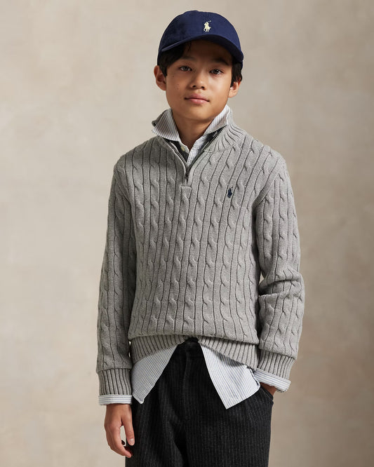 RALPH LAUREN KATOENEN KABELTRUI MET KWARTRITS