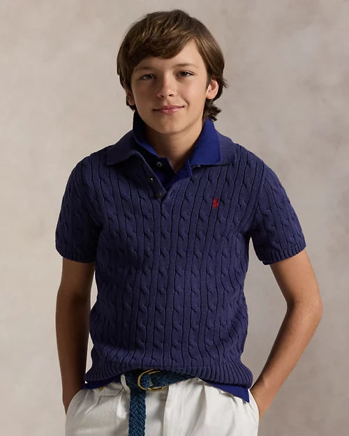 RALPH LAUREN KATOENEN KABELTRUI MET POLOKRAAG
