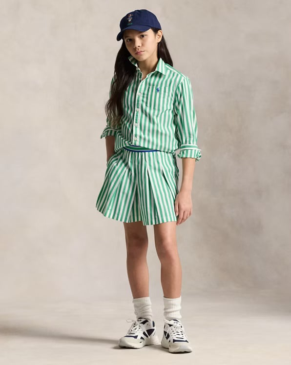 RALPH LAUREN STRIPED COTTON POPLIN BOXY SHIRT