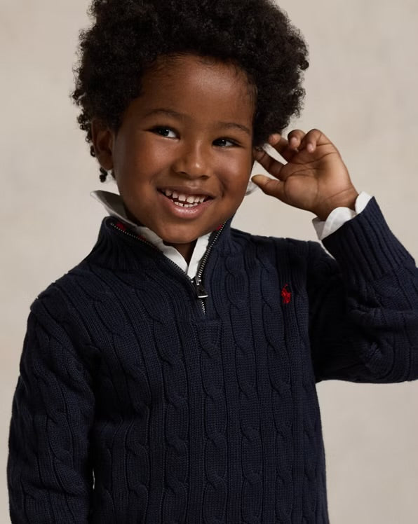 RALPH LAUREN KATOENEN KABELTRUI MET KWARTRITS