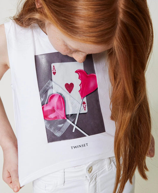 TWINSET TEE HEART CROPPED