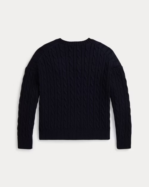 RALPH LAUREN KABEL GEBREIDE KATOENEN TRUI MET V-HALS