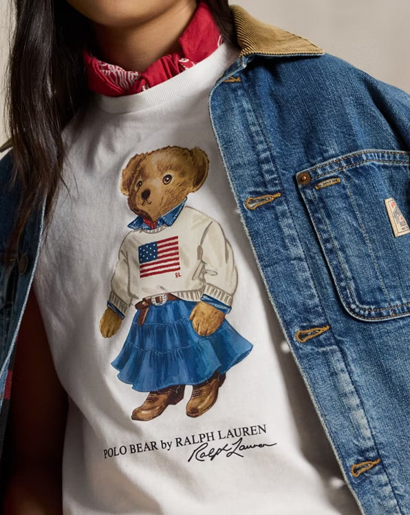 RALPH LAUREN KATOENEN JERSEY T-SHIRT MET POLO BEAR