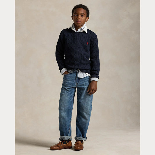 RALPH LAUREN KABELGEBREIDE KATOENEN TRUI